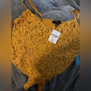 Mustard color lace bodysuit